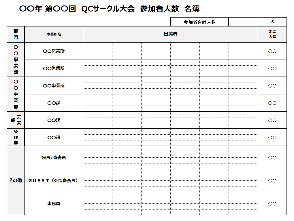 QCサークル参加者名簿